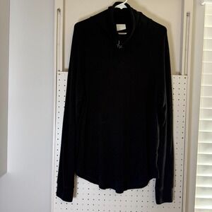 Varley Sweatshirt‎ Women's Medium Black Viscose Cinched Funnel-Neck Pullover